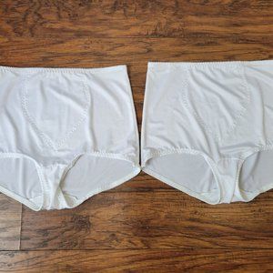 Bundle of 2 White Stretch Satin Tummy Panel Control Briefs sz XXXL 3X NWOT
